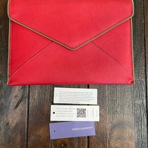 Rebecca Minkoff Red Leo Envelope Clutch with Gold Accent